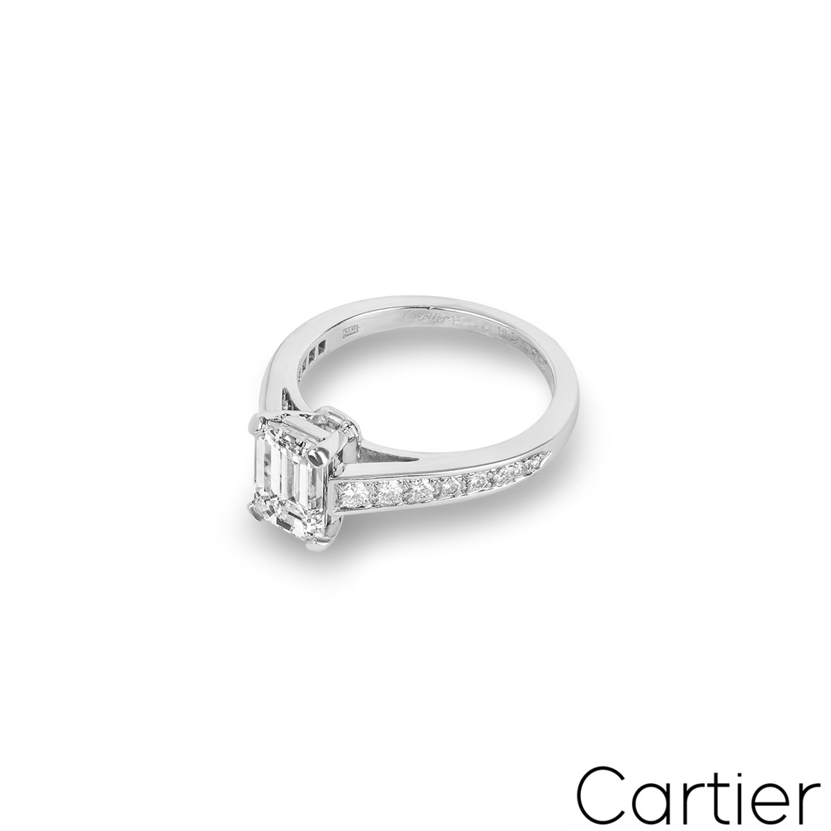 Cartier Platinum Emerald Cut Diamond Solitaire 1895 Ring 1.53ct E/VS1
